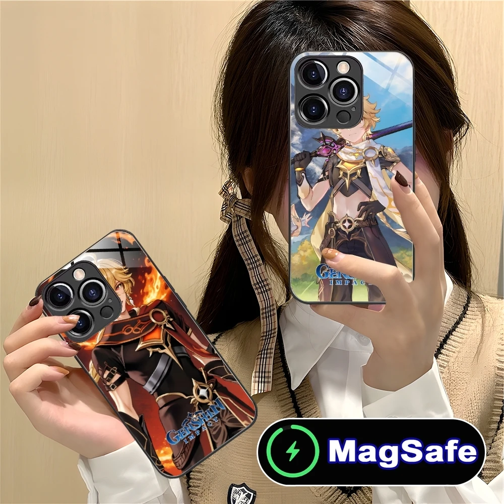 Ударопрочный чехол для мобильного телефона Genshin Aether iPhone 16 15 14 13 12 11 Pro Max Plus Mini MagSafe