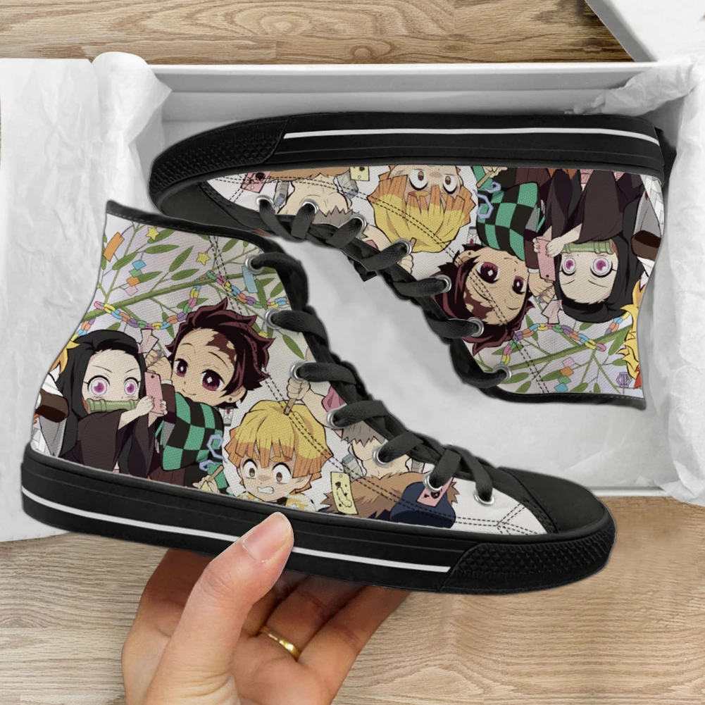 

Кроссовки ELVISWORDS женские с высоким верхом, удобные холщовые, с аниме принтом, на шнуровке, дышащие, для бега, для улицы