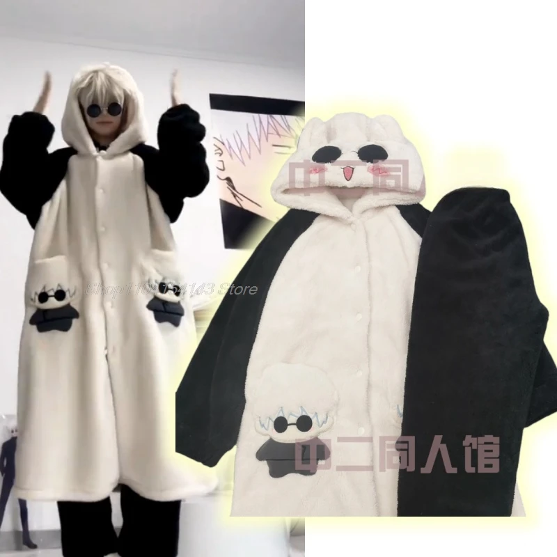 In Stock Anime Jujutsu Gojo Kaisen Cosplay Satoru Costumes Thickened Nightgown Set Cute Style Home Pajamas