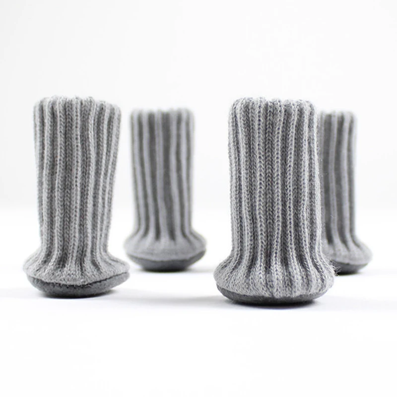 

4 PCS Knitted Chair Leg Socks High Elastic Furniture Socks Pads Non-Slip Furniture Feet Caps Covers For Protect Floor