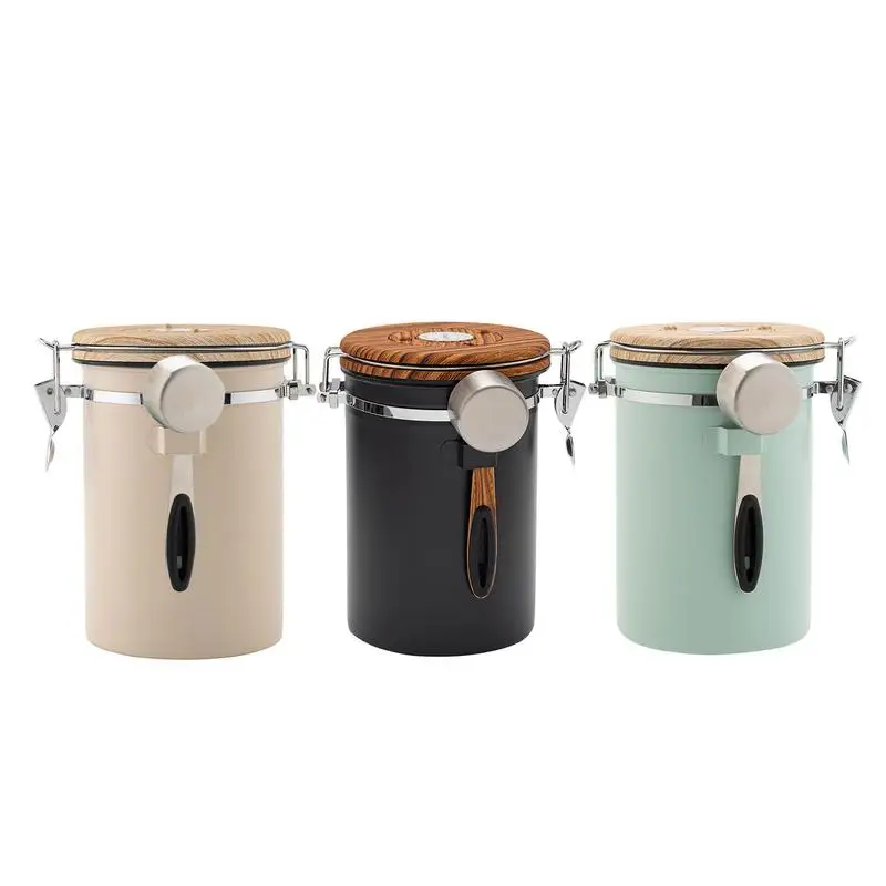 

Контейнер для хранения кофейных зерен, кофейная канистра, герметичный кухонный контейнер из нержавеющей стали для хранения пищевых продук...