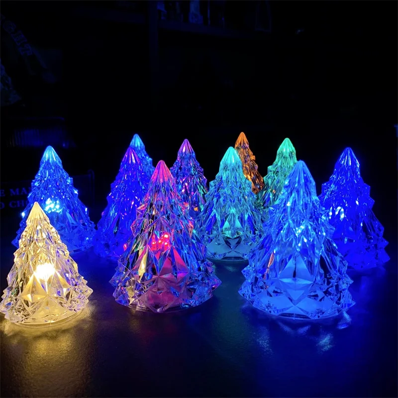 

Christmas Tree Diamond Table Lamp Portable LED Iceberg Night Light Atmosphere Bedside Lamp Electronic Candle for Home Party