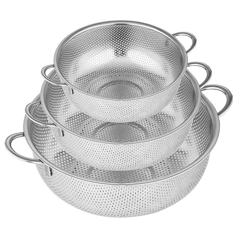 

JFBL Hot Colander Stainless Steel Micro-Perforated Colanders Strainers With Handles For Draining Rinsing Washing Vegetable Fruit