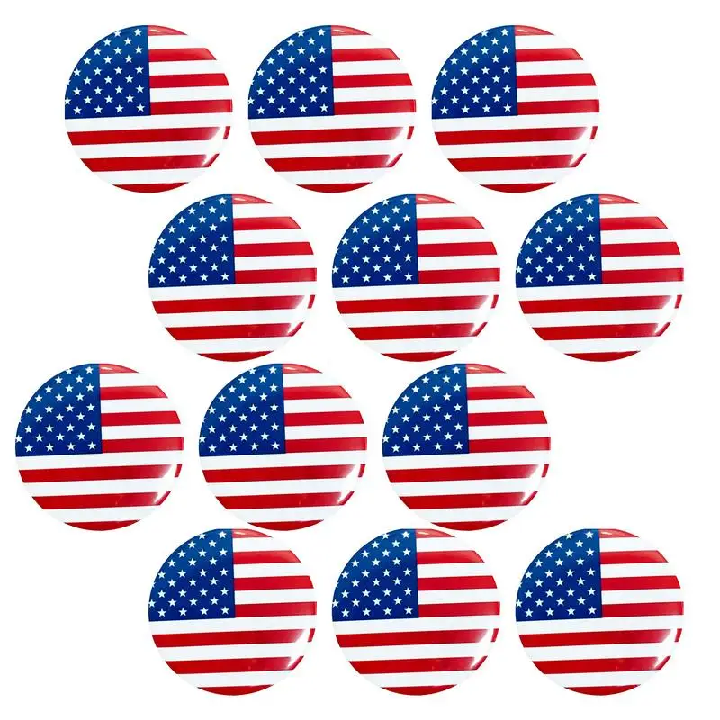 

4th Of July Button Pins 12pcs United States Flag Round Pins 4th Of July Independence Day Metal Round Badge Patriotic American
