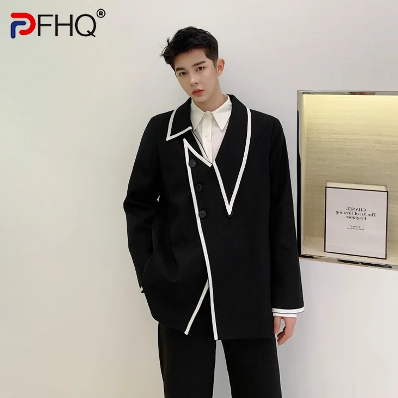 

PFHQ 2023 дизайнерский мужской пиджак неправильной формы контрастных цветов новый модный Индивидуальный мужской Оригинальный костюм элегантн...