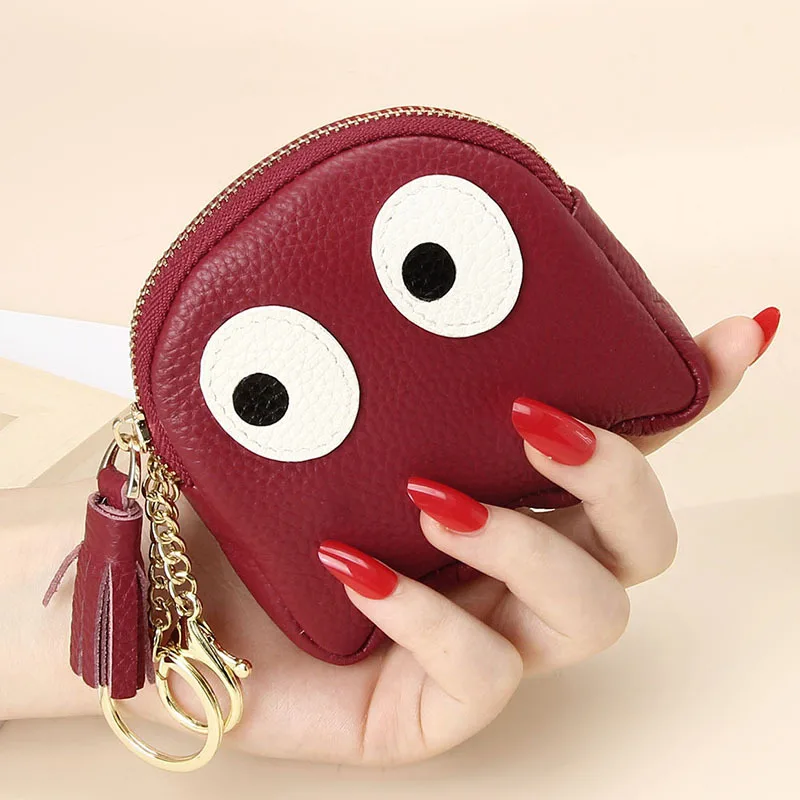 Cute Coin Purse Mini Card Case Female Ins Style Cartoon Wallet Leather Mini Coin Bag with Key Holder for Girls Creative Gifts