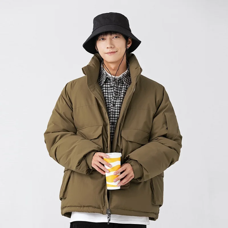 Rainbowtouches Winter Jacket Men Parkas Thicken Warm Coat Stand Collar Solid Color Male Casual Down Jackets Fashion Streetwear