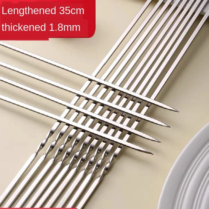

20pcs 35cm Skewers for Barbecue Reusable Grill Stainless Steel Skewers Shish Kebab BBQ Camping Flat Forks Gadgets Kitchen Tools