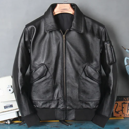 

Hommes High quality Short Genuine Autumn Jacket High Quality 2023 100% Cowhide Spring Leather Coat Jackets Veste for Men