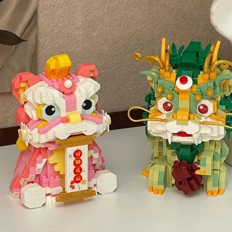 Китай благоприятный зверь BALODY Год Дракона строительные блоки Цинлун храбрые