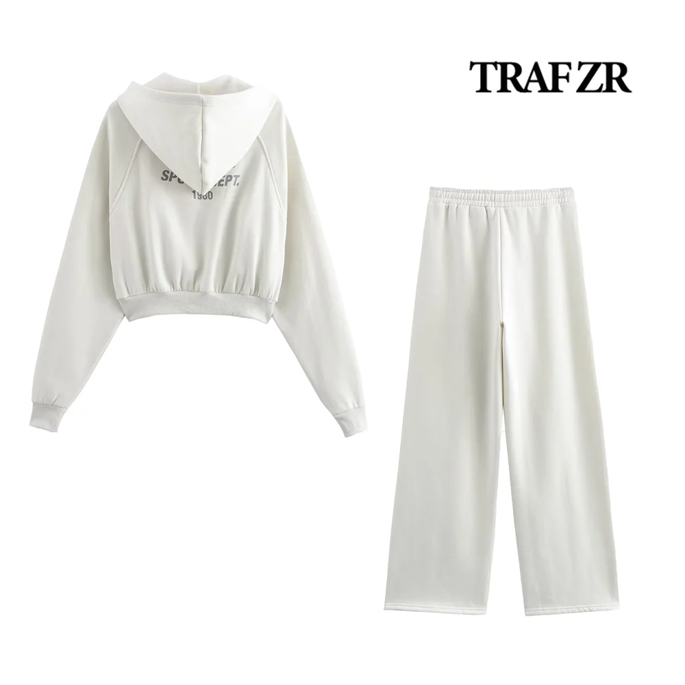 TRAF ZR регулируемый капюшон на шнурке спортивный комплект укороченная толстовка с