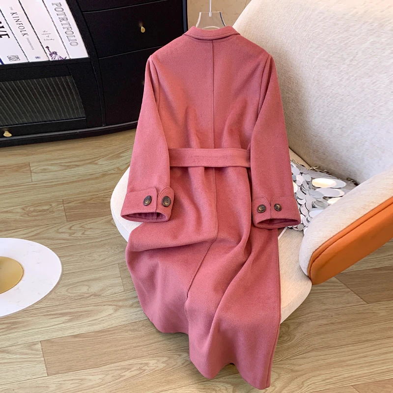 SuperAen розовое шерстяное пальто в корейском стиле женские осенне-зимние новые