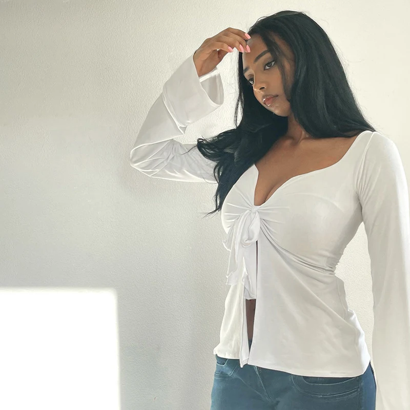 Женские сексуальные обтягивающие Топы Banadge модные весенние однотонные Длинные