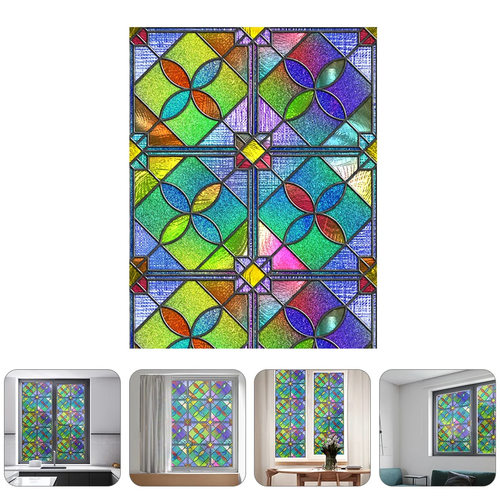 

Window Filmprivacy Static Decorative Sticker Stained Decal Cling Frosted Vinyl Adhesive Removable Clings Rainbow 3D Decals