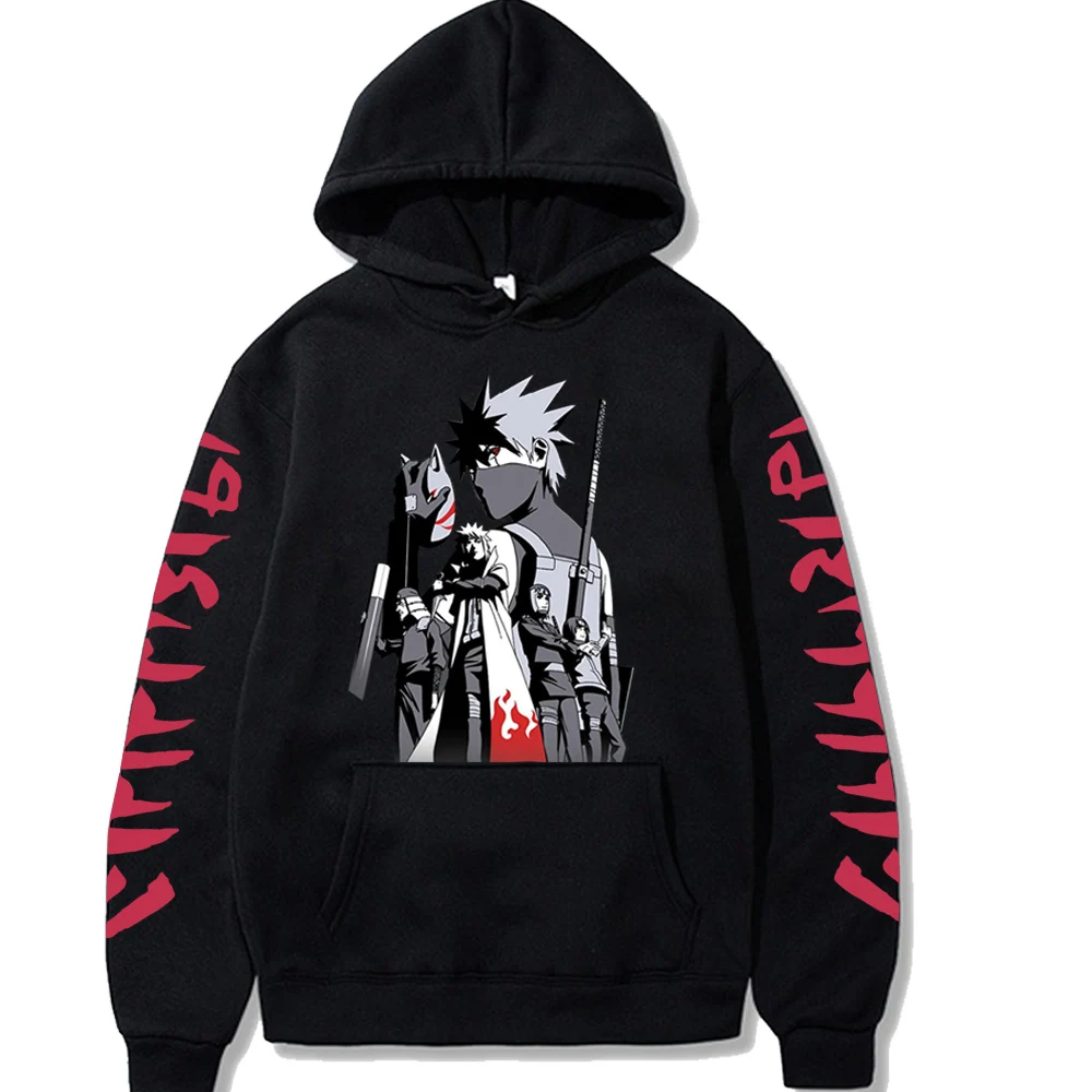 

Anime Naruto Men Women Hoodies Pullover Casual Kakashi Printing Hooded Streetswear Sweatshirt Men Women Unisex