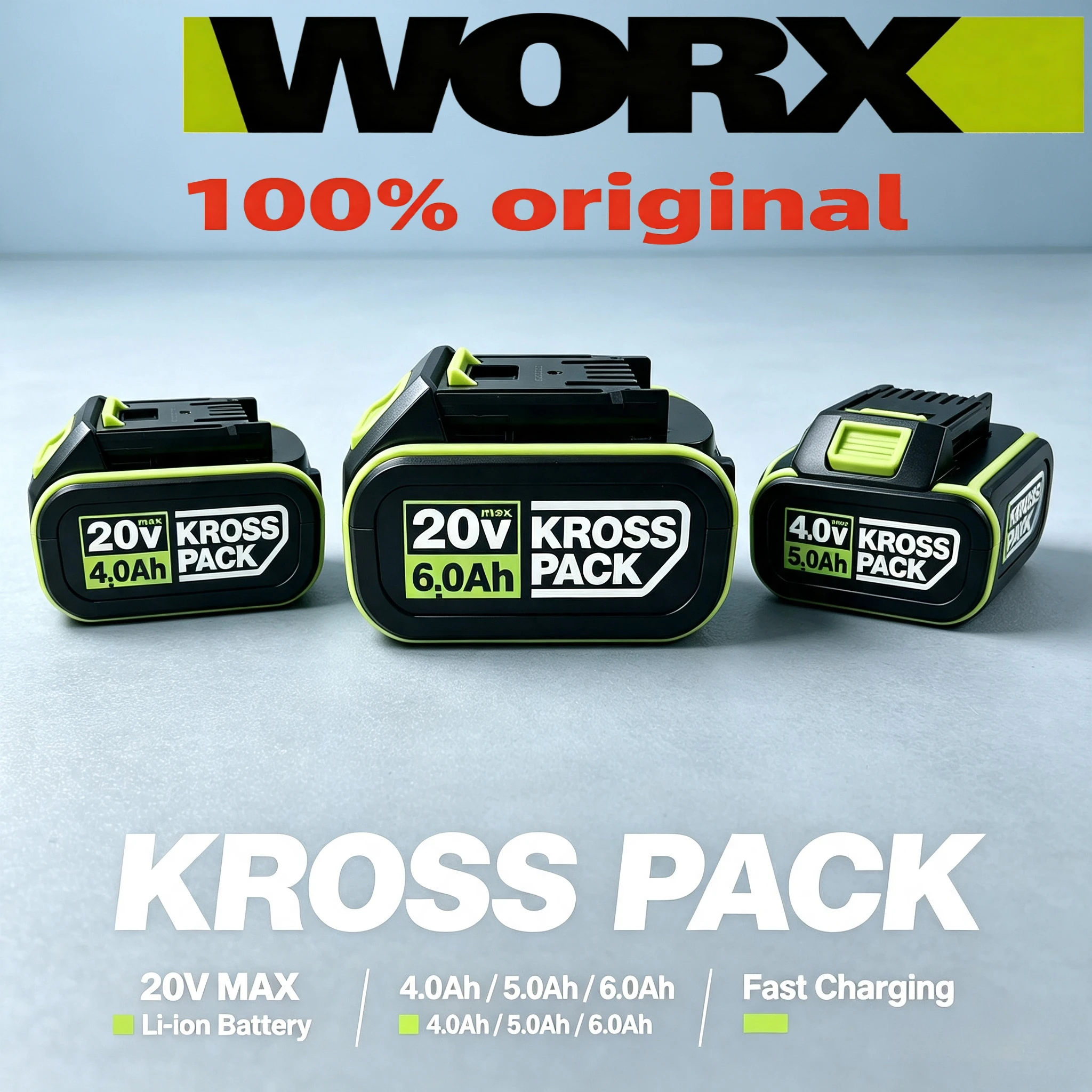 Фото Оригинальный аккумулятор WORX 20В 6.0/8.0Ач, совместимый с WA3553 WA3641, точная посадка, без рыхлых контактов, аксессуар для электроинструмента. №1