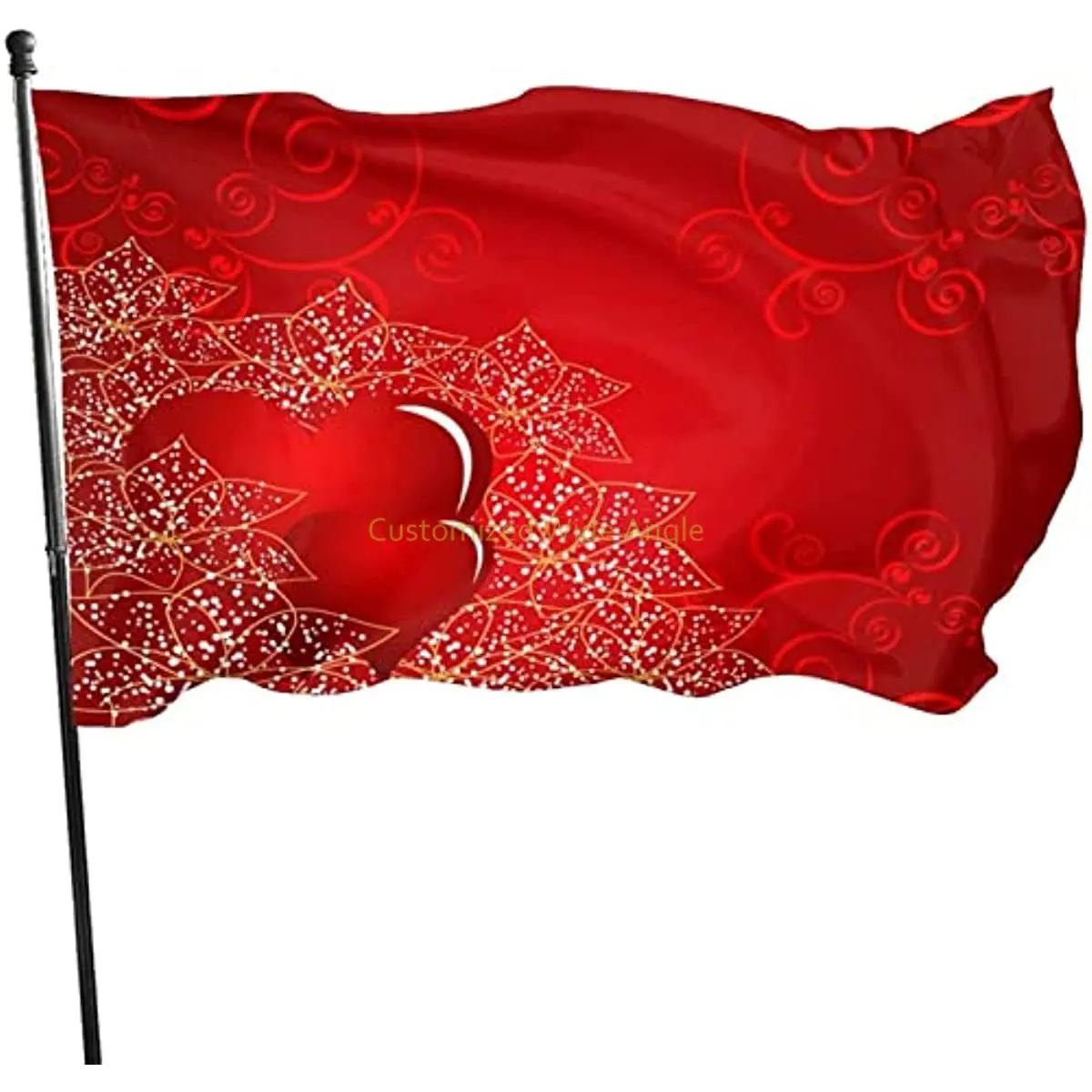 

Valentine's Day Floral Love Heart Flag 3x5 Ft Flag Single Sided Print Banner Welcome Party Outdoor Flag