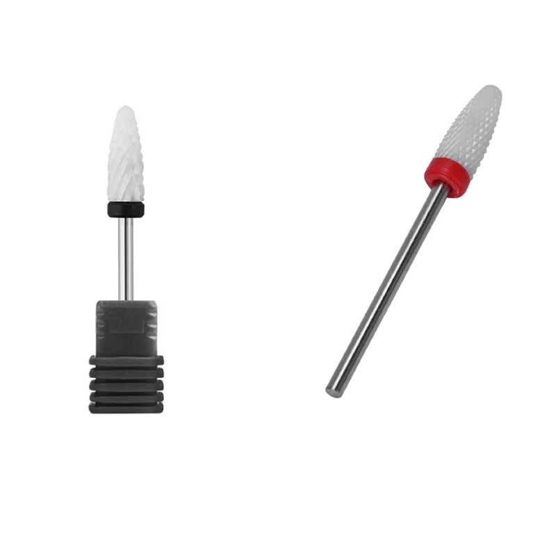 

Nail Cone Tip Ceramic Drill Bits Electric Cuticle Clean Rotary For Manicure Pedicure Grinding Head 2Pcs Black & Red