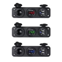 12V Dual USB 4 2A Car Charger with LED Digital Voltmeter Voltage Cigarette Lighter Power Socket Plug Adapter For Car Boat
