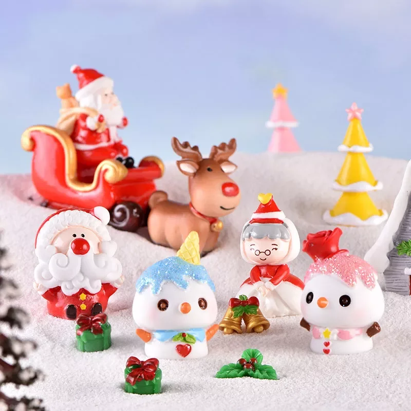

Cute Santa Claus Ice cream Snowman Ornaments Christmas Tree Mini Micro landscape decor Garden Pot christmas decor for home 1PC