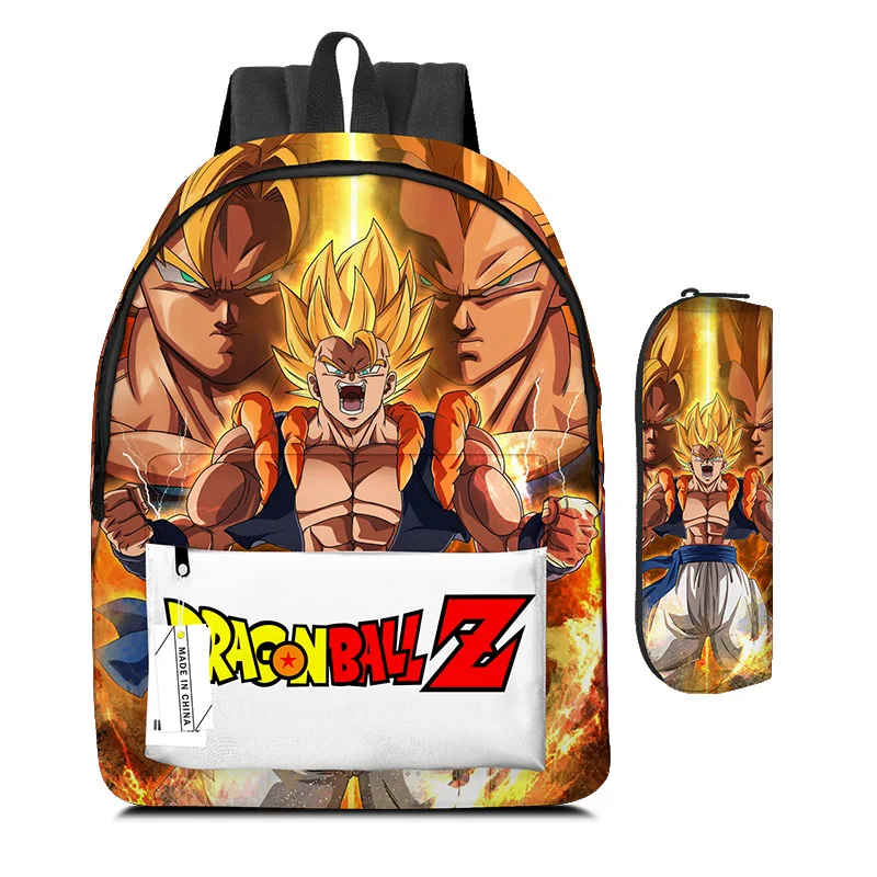 

2023 new fashion trend anime cartoon dragon ball backpack primary and middle school students school bag pencil bag two-piece set