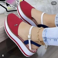 womens casual shoes 2022 spring fashion solid buckle sandals ladies large size thick bottom breathable lightweight flat shoes