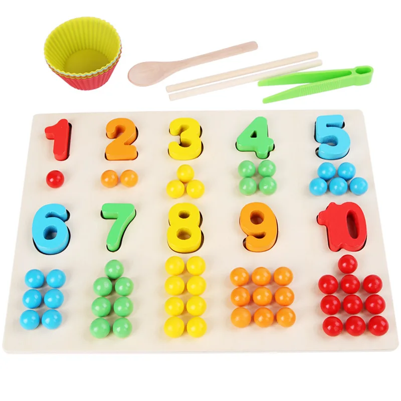 

Kids Montessori Hands Brain Training Clip Bead Board Game Montessori Math Toy Early Educational Counting For Kindergarten B2267F
