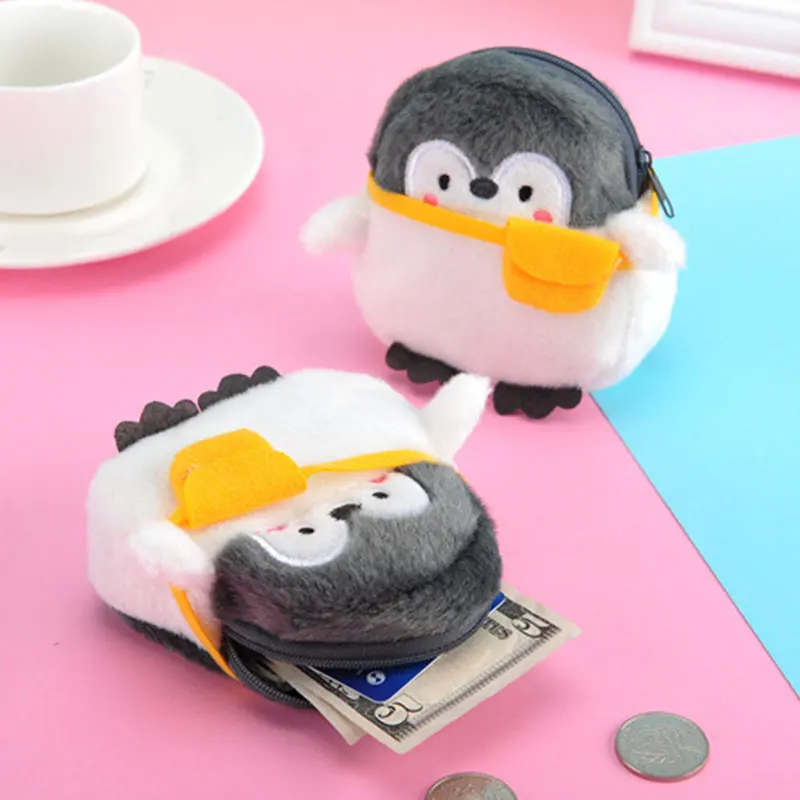 Cute Little Penguin Coin Purse Soft Mini Cartoon Coin Purse Lovely Data Line Bag Simplicity Durable Plush Coin Purse Accessories