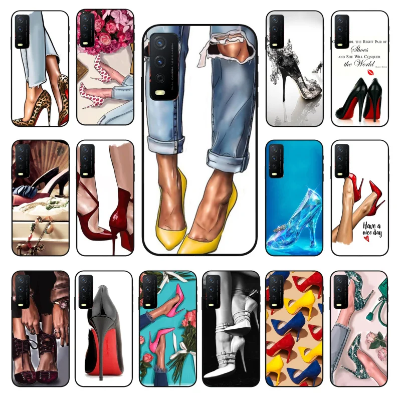 

Princess Girl High Heel Red Shoes Phone Case for VIVO Y15s Y20 Y11 Y12 Y17 Y19 Y20S Y31 Y9s Y91 Y21 Y51 Y20i Y93 Y12S Y70