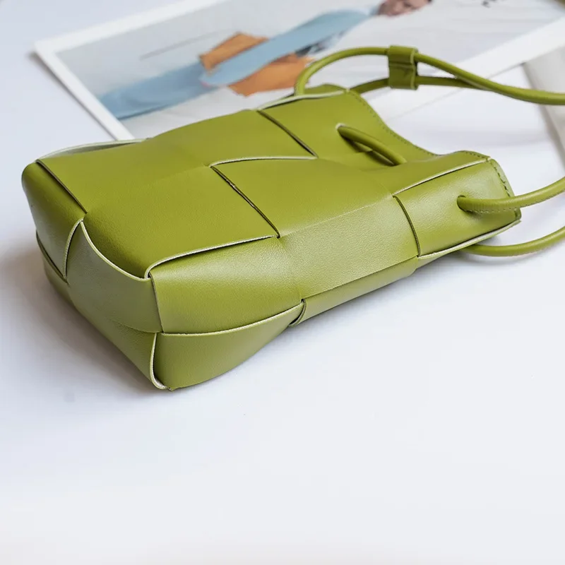 Модная женская тканая сумка для мобильного телефона из искусственной кожи