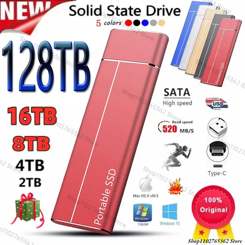 

2023 Original SSD 128TB Usb Portable External Hard Drive 4TB 16TB 30TB disco duro Drive Storage Device Hard Drive Laptop USB 3.1