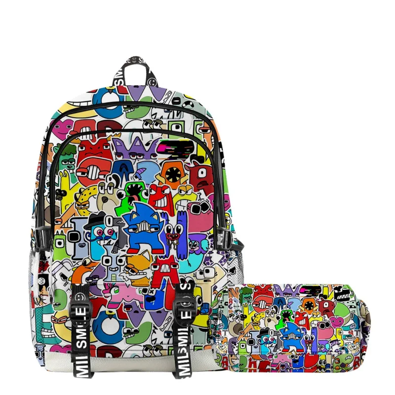

Children 3D Alphabet Lore Schoolbag Backpack Primary Middle School Students Boys Girls Cartoon Anime Laptop Backpack Pen Case