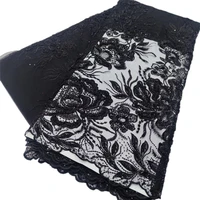 black african net lace fabric 2022 high quality french tulle lace embroidery handmade beaded sew fabric 5yards for wedding dress