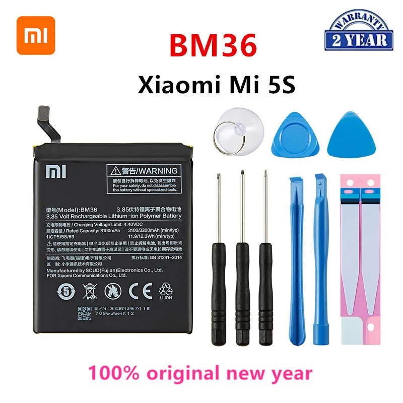 Оригинальный аккумулятор Xiao mi 100% BM36 3200 мАч для Xiaomi Mi 5S MI5S M5S BM36 высококачественные сменные батареи для телефона + Инструменты