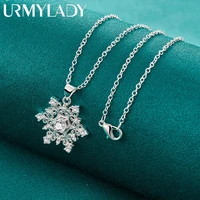 urmylady 925 sterling silver snowflake aaa zircon pendant 16 30 inch necklace chain for women wedding engagement fashion jewelry