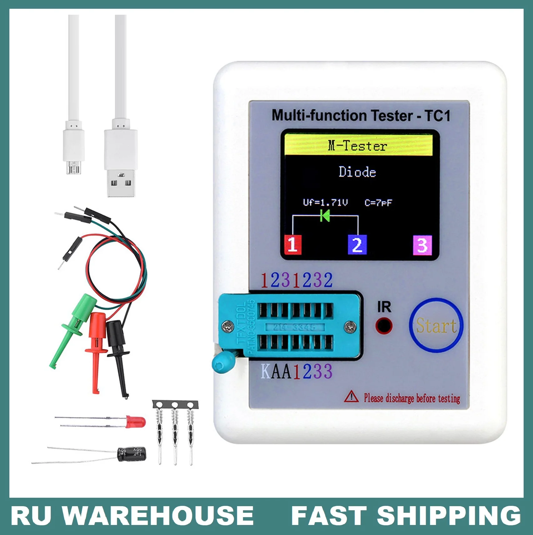 

LCR-TC1 1,8 "TFT ЖК-дисплей мультиметр-транзистор Tester диодов триодов конденсаторов резисторов MOSFET NPN PNP Triac MOS