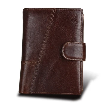 Men's Wallets Vintage Genuine Leather Wallet RFID Blocking Vertical Business Card Holder Cowhide Purse Bag Wallet Man 1