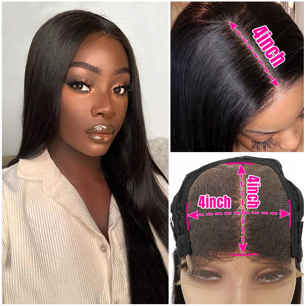 

Chocolate Brown Color 4 Straight Lace Closure Wig Indian Remy Human Hair Wigs 4x4 Closure Wig Pre-Plucked 150% 180% Full End