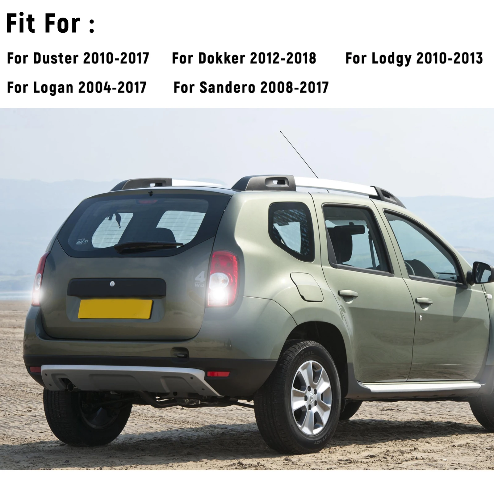 Фото 2 шт. светодиодный резервный фонарь заднего хода Canbus аксессуары для Dacia Duster 2010 2011 2012 2013 2014 2015 2016 2017 6000K ксеноновый белый №2