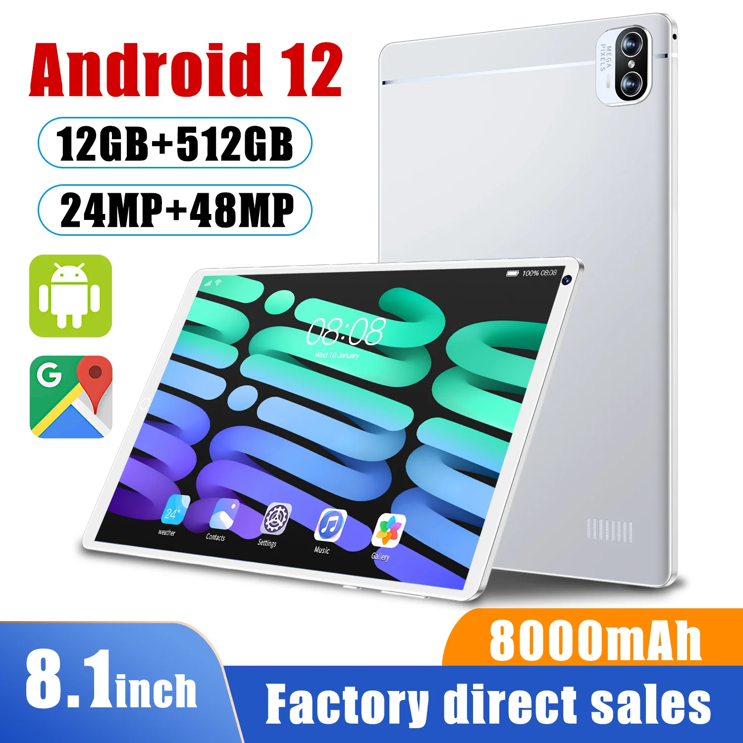 

Google Play Cheap Notebook Dual SIM Android Tablet Deca Core Laptop 24MP+48MP Netbook 8.1Inch 5G LTE X5 8000mAh GPS Pad Pro