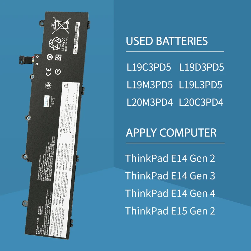 SOMI l19m3pd5 l19d3pd5 аккумулятор портативный для lenovo thinkpad e14 e15 gen 2 5b10x02594 5b10x02606 tp00117a tp00116c