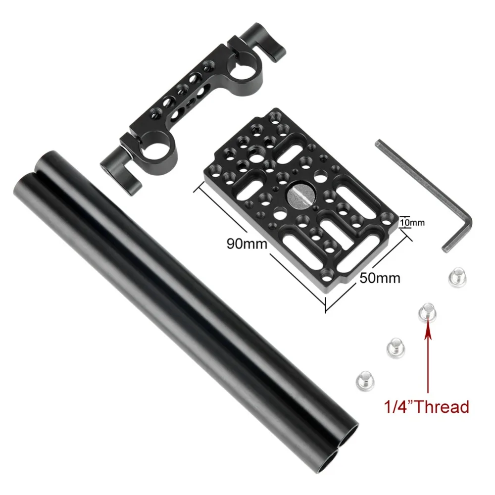 

Cheese Mounting Plate Video Switching Camera Easy Plate with 15mm Rod Clamp Short Rods for DSLR Camera Cage Rig 2022