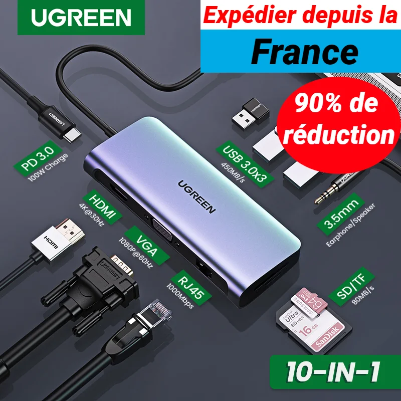 

UGREEN usb-хаб C концентратор HDMI адаптер 4K HDMI PD 100W Fast Charge USB C к USB 3,0 док-станция для MacBook Pro Аксессуары USB-C Тип C 3,1 Разветвитель USB C концентратор