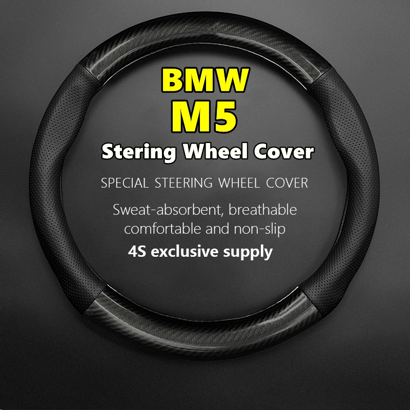 

No Smell Thin For BMW M5 Steering Wheel Cover Genuine Leather Carbon Fiber 2005 2012 2014 2018 2019 2021