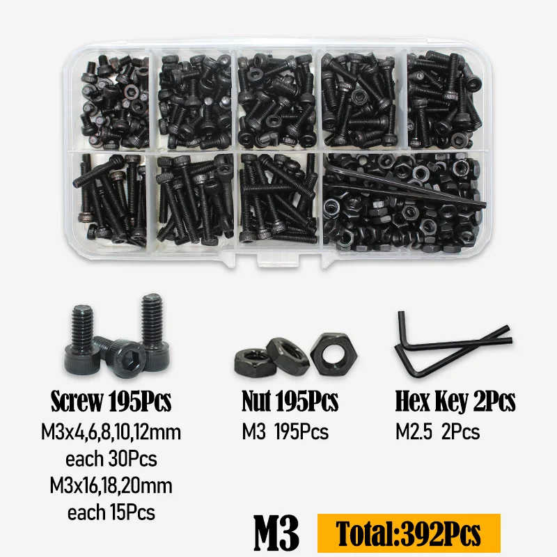 

YMAX Винты с шестигранной головкой M2 M2.5 M3 M4 M5 M6 DIN912 12.9 стальные