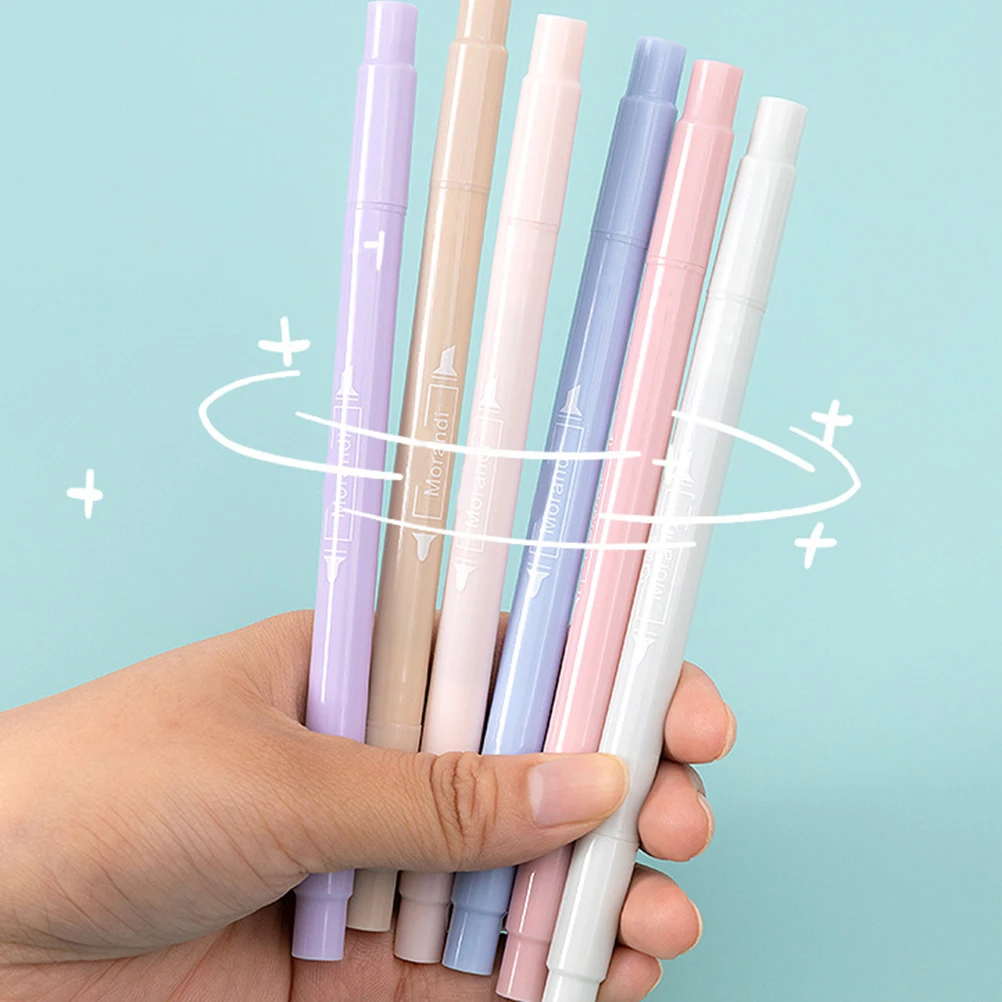 6 шт двухсторонний маркер пастельных цветов двойной советы быстрый сухой ручка