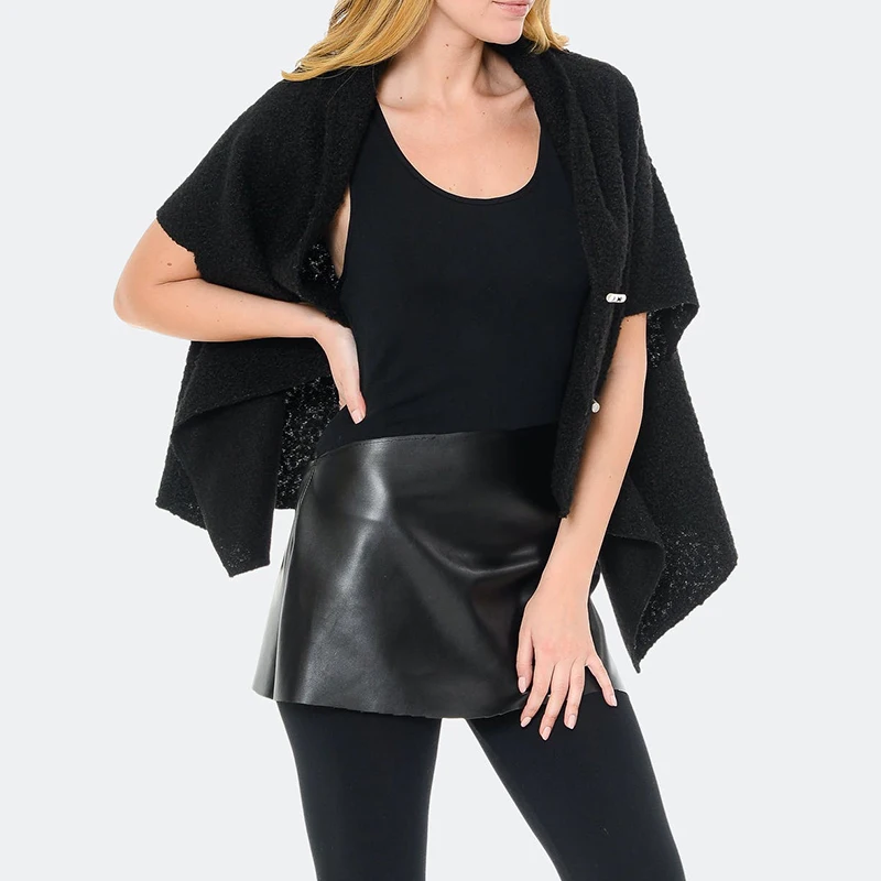 Сексуальная матовая черная юбка из искусственной кожи с косым поясом летняя