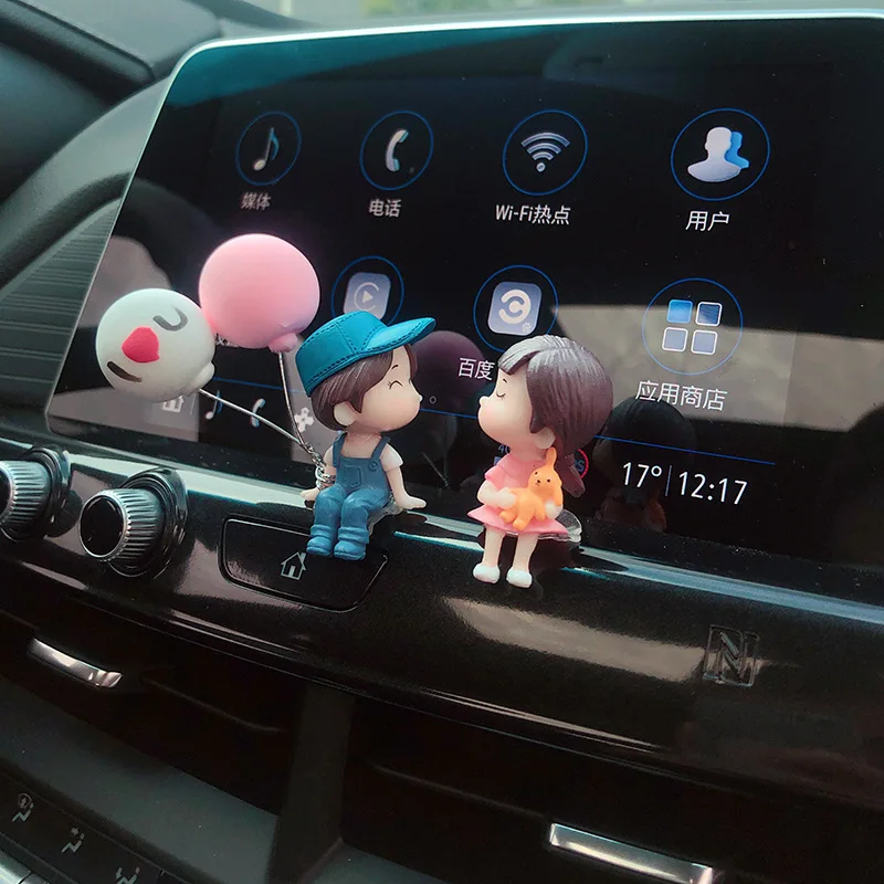 Car Decoration Cute Cartoon Couples Action Figure Figurines Balloon Ornament Auto Interior Dashboard Accessories for Girls Gifts