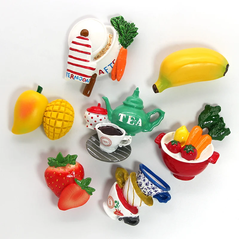 

Magnetic Refrigerator Stick Banana Mango Strawberry Carrot Cup Model Refrigerator Decoration Bionic Food Fridge Magnet Creative