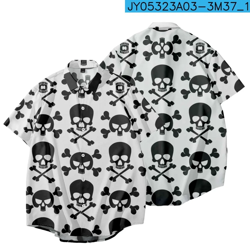

Модная рубашка с коротким рукавом и черепом, Повседневная кавайная одежда унисекс
